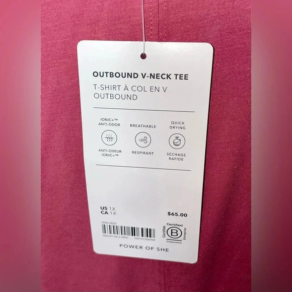 Athleta Outbound V-Neck Rose T-Shirt 1X NWT - Picture 8 of 11